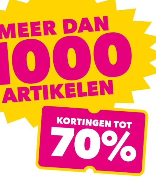 MEER DAN
1000
ARTIKELEN
KORTINGEN TOT
70%