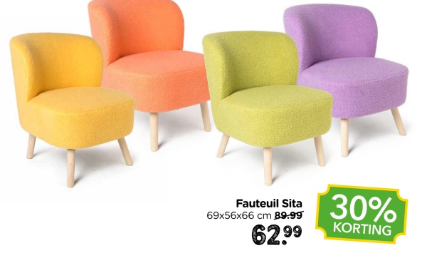 Fauteuil Sita
69x56x66 cm 89.99
62.99
30%
KORTING
