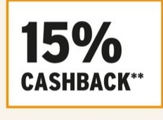 15%
CASHBACK**