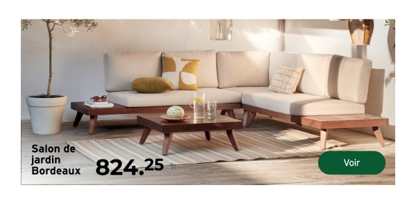 Salon de
jardin
Bordeaux
824.25
Voir