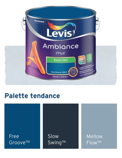 AkzoNobel
Levis
Ambiance
mur
Extra Mat
Free Groove 6843
binnen/Intérieur
Palette tendance
2026
HD
Colour
Free
Slow
Groove™
Swing™M
Mellow
Flow™M