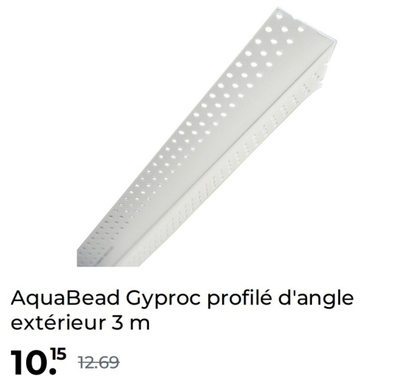 AquaBead Gyproc profilé d'angle
extérieur 3m
10.15 12.69