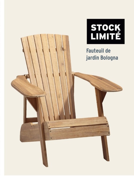 STOCK
LIMITÉ
Fauteuil de
jardin Bologna