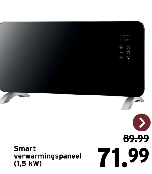 Smart
verwarmingspaneel
(1,5 kW)
89.99
71.99
O O O
30