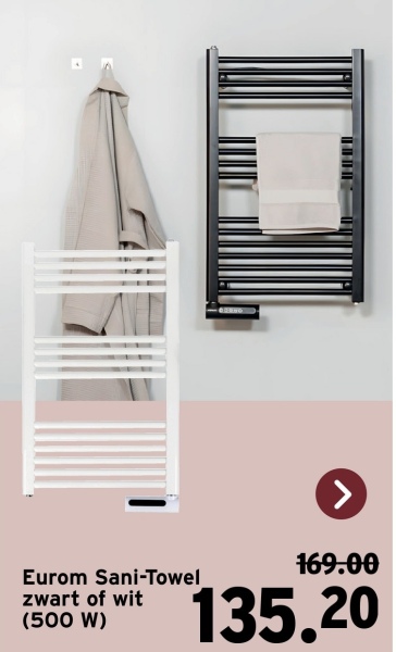 Eurom Sani-Towel
zwart of wit
(500 W)
169.00
135.20