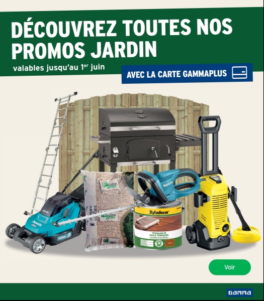 DÉCOUVREZ TOUTES NOS
PROMOS JARDIN
valables jusqu'au 1er juin
AVEC LA CARTE GAMMAPLUS
cabo
Tuck
Xyladecor
Voir
Балпа