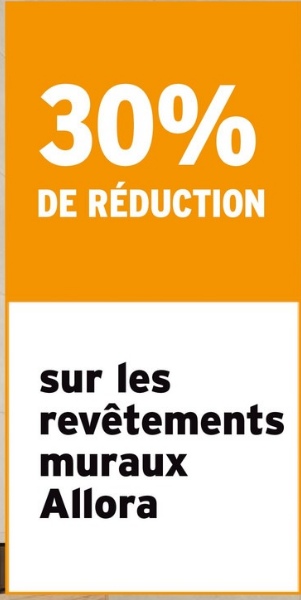 30%
DE RÉDUCTION
sur les
revêtements
muraux
Allora