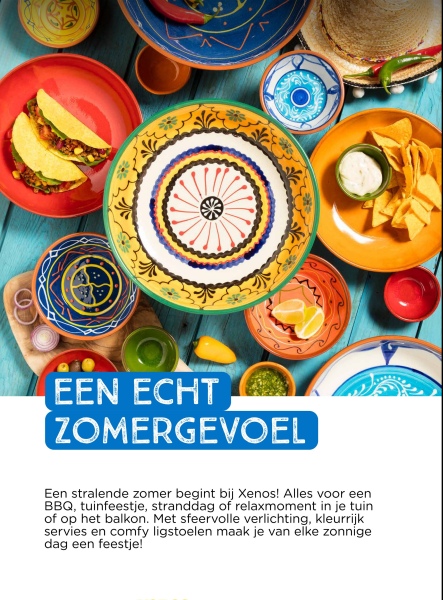 EEN ECHT
ZOMERGEVOEL
Een stralende zomer begint bij Xenos! Alles voor een
BBQ, tuinfeestje, stranddag of relaxmoment in je tuin
of op het balkon. Met sfeervolle verlichting, kleurrijk
servies en comfy ligstoelen maak je van elke zonnige
dag een feestje!