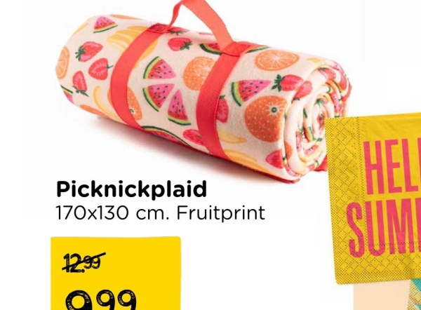Picknickplaid
170x130 cm. Fruitprint
1299
099
HEL
SUME