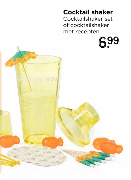 NO
TAIL HOU
Cocktail shaker
Cocktailshaker set
of cocktailshaker
met recepten
6,99