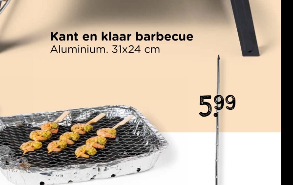 Kant en klaar barbecue
Aluminium. 31x24 cm
599