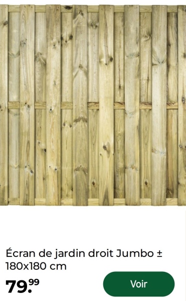 Écran de jardin droit Jumbo ±
180x180 cm
79.99
Voir