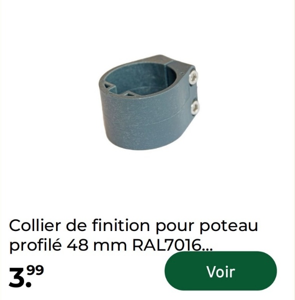 Collier de finition pour poteau
profilé 48 mm RAL7016...
3.99
Voir