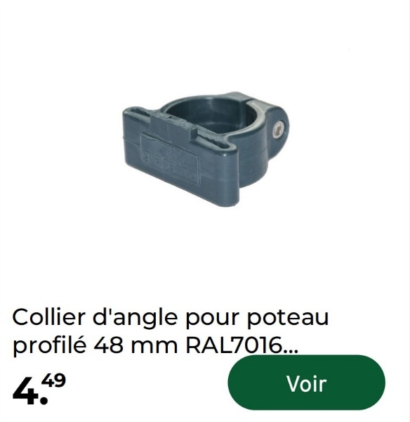Collier d'angle pour poteau
profilé 48 mm RAL7016...
4.49
Voir