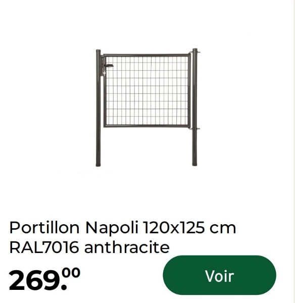 Portillon Napoli 120x125 cm
RAL7016 anthracite
269.00
Voir