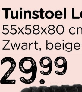 Tuinstoel L
55x58x80 cm
Zwart, beige
2999