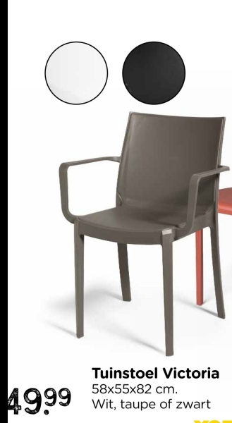 о
49.99
Tuinstoel Victoria
58x55x82 cm.
Wit, taupe of zwart