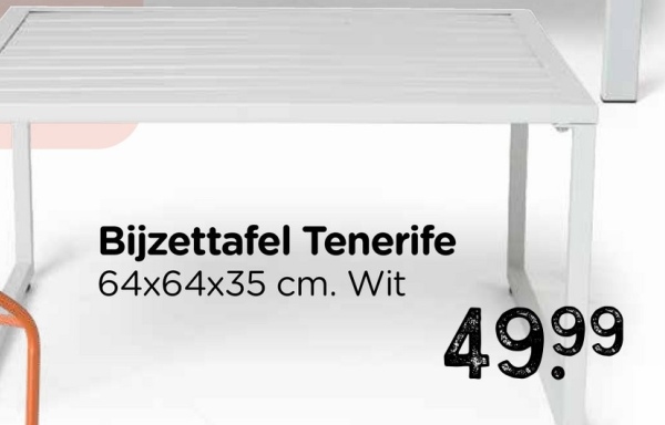 Bijzettafel Tenerife
64x64x35 cm. Wit
49.99