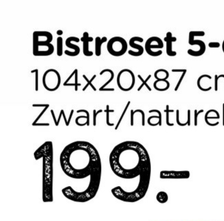 Bistroset 5-
104x20x87 cr
Zwart/naturel
199-