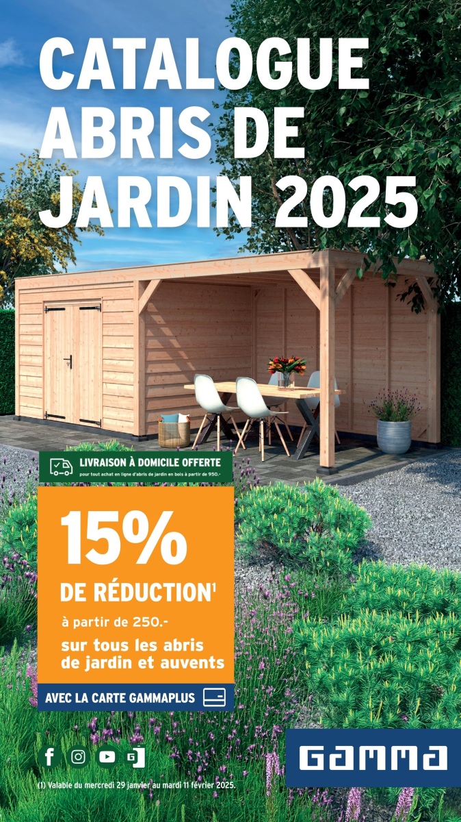 Folder Gamma du 30/01/2025 au 11/02/2025 - GAMMA BEFR Abris de Jardin 2025