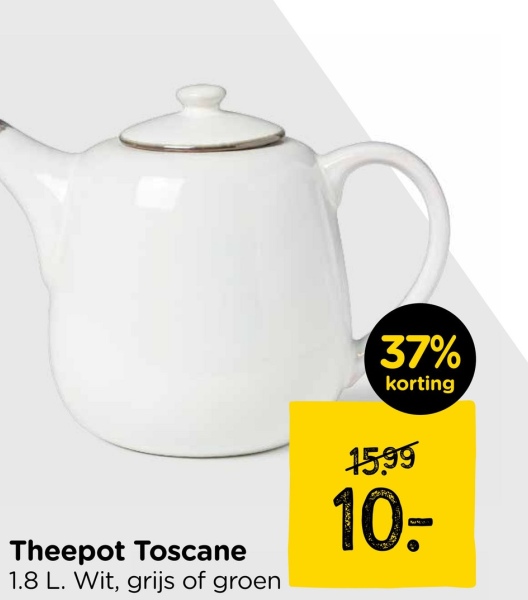 37%
korting
Theepot Toscane
1.8 L. Wit, grijs of groen
15,99
10-