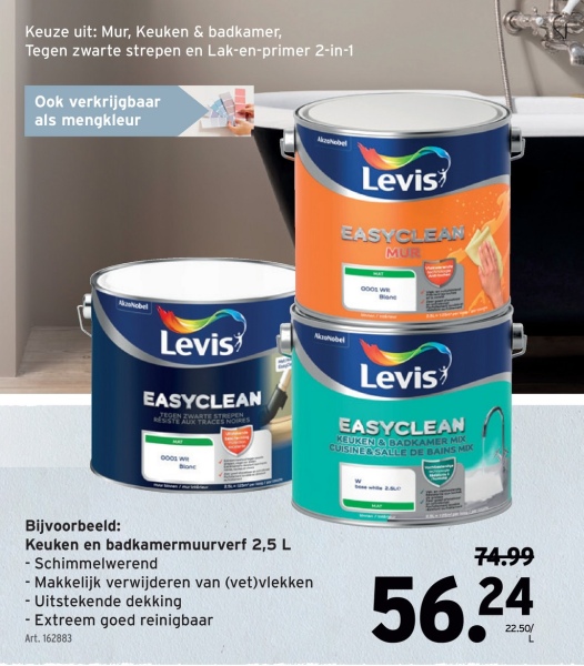Keuken en badkamermuurverf 2,5 L