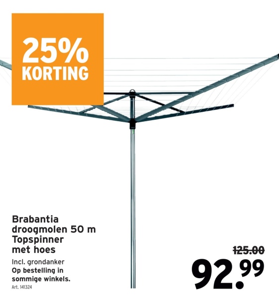 Brabantia droogmolen 50 m Topspinner met hoes