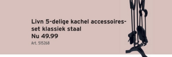 Livn 5-delige kachel accessoires-set klassiek staal