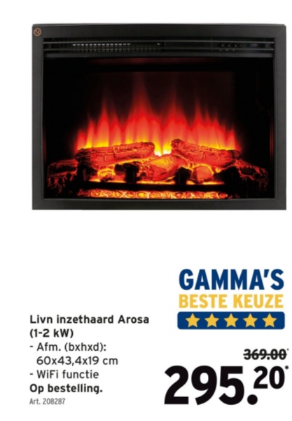 Livn inzethaard Arosa (1-2 kW)