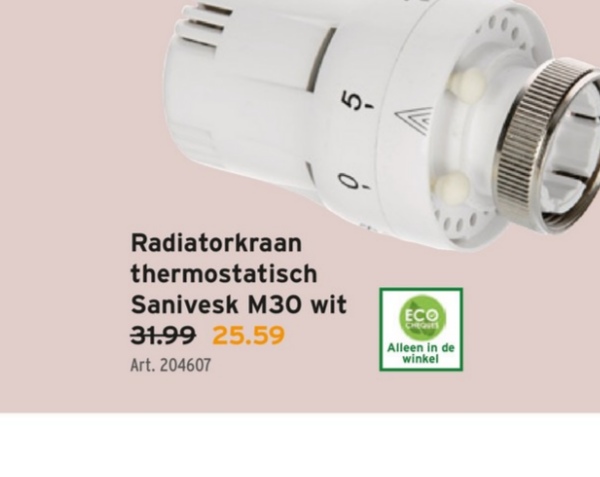Radiatorkraan thermostatisch Sanivesk M30 wit