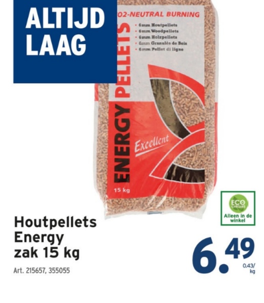 Houtpellets Energy zak 15 kg