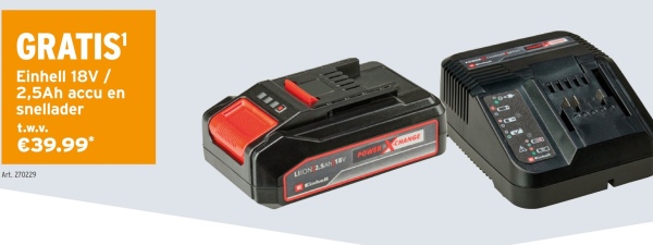 Einhell 18V / 2,5Ah accu en snellader