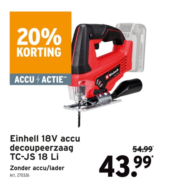 Einhell 18V accu decoupeerzaag TC-JS 18 Li