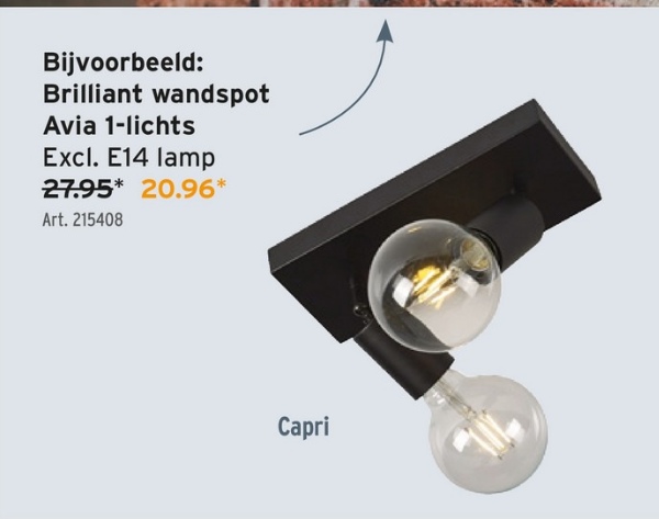 Brilliant wandspot Avia 1-lichts