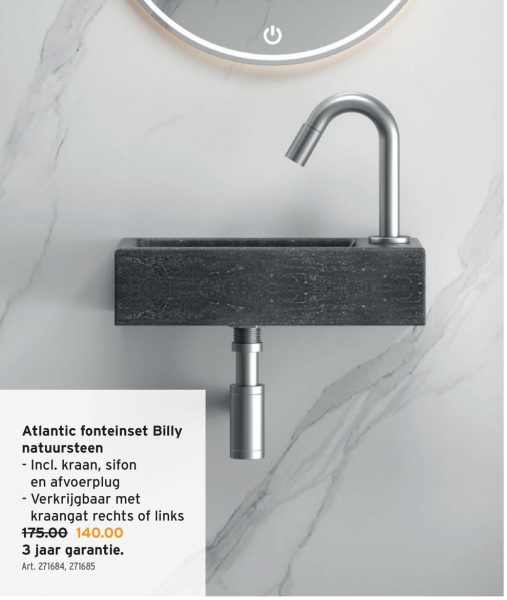 Atlantic fonteinstest Billy natuursteen