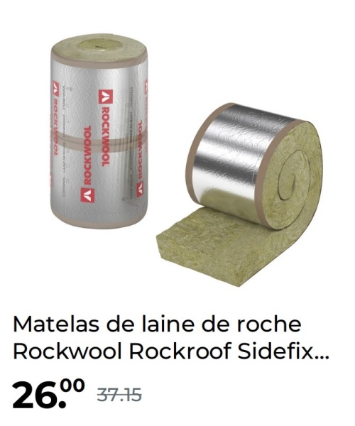 AROCKWOOL
A ROCKWOOL
A ROCKWOOL
A ROCKWOOL
Matelas de laine de roche
Rockwool Rockroof Sidefix...
26,00
37.15