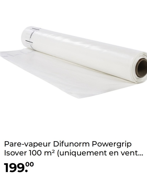 Pare-vapeur Difunorm Powergrip
Isover 100 m² (uniquement en vent...
19900