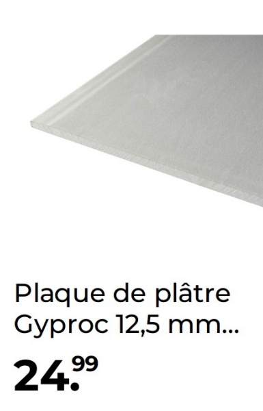 Plaque de plâtre
Gyproc 12,5 mm...
24.99
