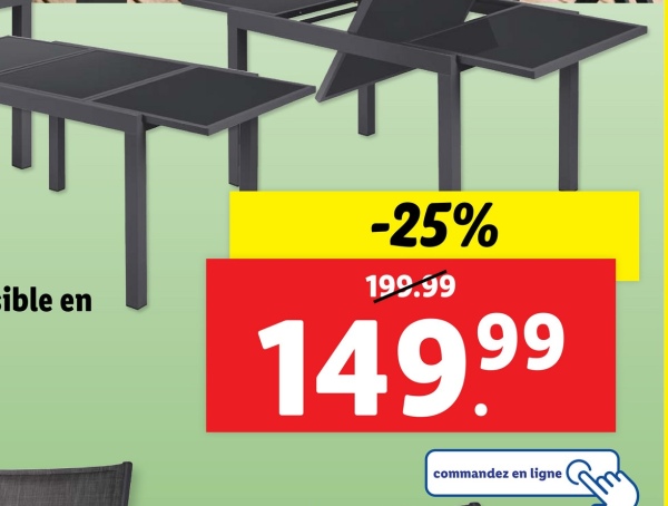 T
ible en
-25%
199.99
149.99
commandez en ligne
m