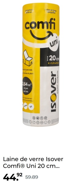 zorgeloo
ranquili
comfi
plot dok
& plot
2.54m
uni
120cm
R=5,70
ЛӘЛОSI
SAINT-GOBAIN
Laine de verre Isover
ComfiⓇ Uni 20 cm...
5989