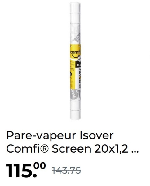 comf
12
ICOVor
Pare-vapeur Isover
ComfiⓇ Screen 20x1,2 ...
14375