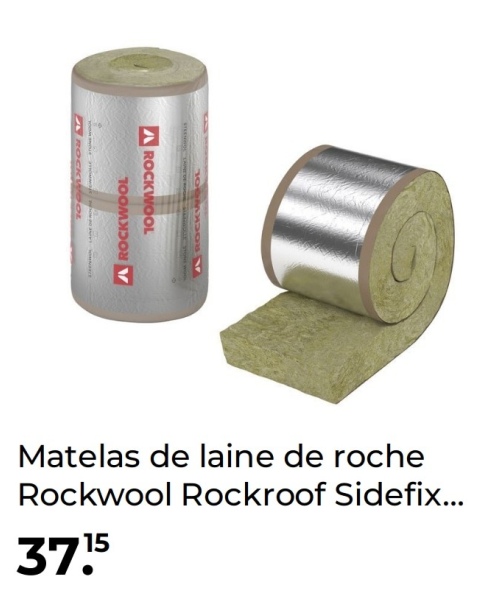 AROCKWOOL
A ROCKWOOL
A ROCKWOOL
A ROCKWOOL
Matelas de laine de roche
Rockwool Rockroof Sidefix...
15
37.5