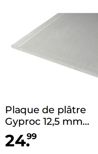 Plaque de plâtre
Gyproc 12,5 mm...
24.99