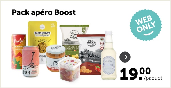 Pack apéro Boost
Pomton
SANDRA BEKKARI'S
GRAPEFRUIT
BOER
LOEM
GREMAG
ARTE PEP
PAPRIKA
Lucie
Lucien
POIVRE &
PEPER & ZO
TOMATES/TOMATEN
->
FRUJI
WEB
ONLY
190/paquet